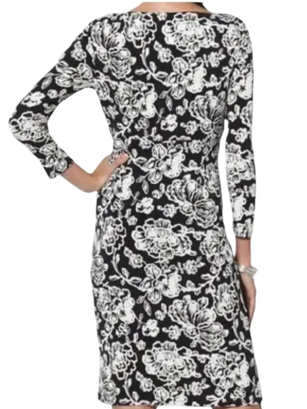 Lauren Ralph Lauren Faux Wrap Floral Midi Shift Dress Sz 4 Original $134 - Picture 2 of 7